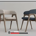 Modern Minimalist Dining Chairs With White And Blue Upholstered Seats And Wooden Frame