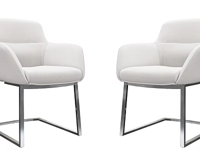 Two Modern White Leisure Chairs with Sturdy Metal Frame and Contemporary Design 3d model
