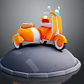 Orange Electric Toy Scooter with Sidecar Cute Design for Kids Play