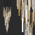 Elegant Modern Chandelier Design With Gold And Silver Metal Linear Hanging Strips