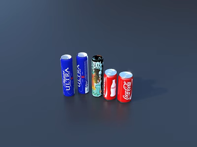 Assorted Beverage Bottles Including Pepsi and Coca Cola in Different Colors 3d model