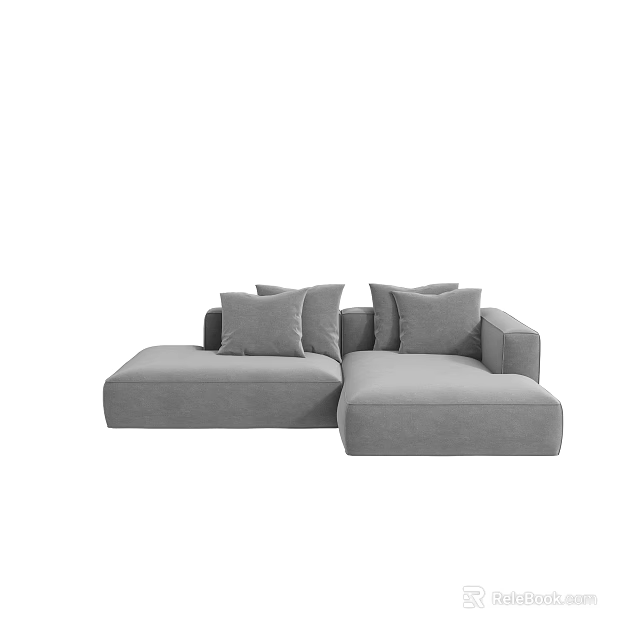 Gray L Shaped Multi Person Sofa With Soft Cushions And Modern Design 3d model