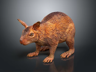 Realistic Brown Furry Animal Model With Long Ears And Short Legs 3d model