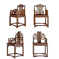 Traditional Chinese Style Wooden Armchairs With Intricate Carved Patterns And Classic Design