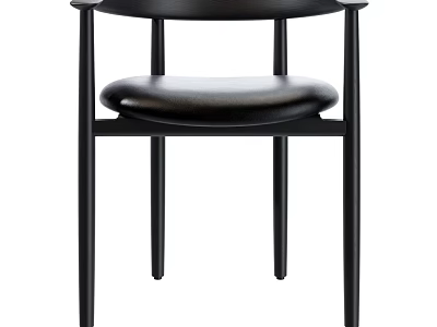 Modern Leisure Chair With Black Metal Frame And Leather Cushion Seat 3d model