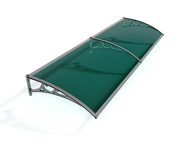 Green Metal Frame Awning With Double Curved Design And Decorative Brackets 3d model