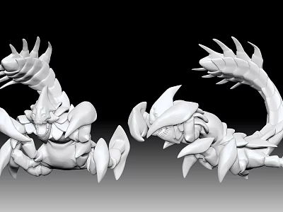 Detailed White Scorpion Like Game Movie Character 3D Model Two Figurines 3d model