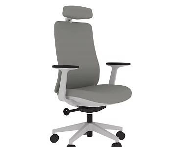 Gray Office Chair With High Backrest Armrests Swivel Wheels And Adjustable Features 3d model