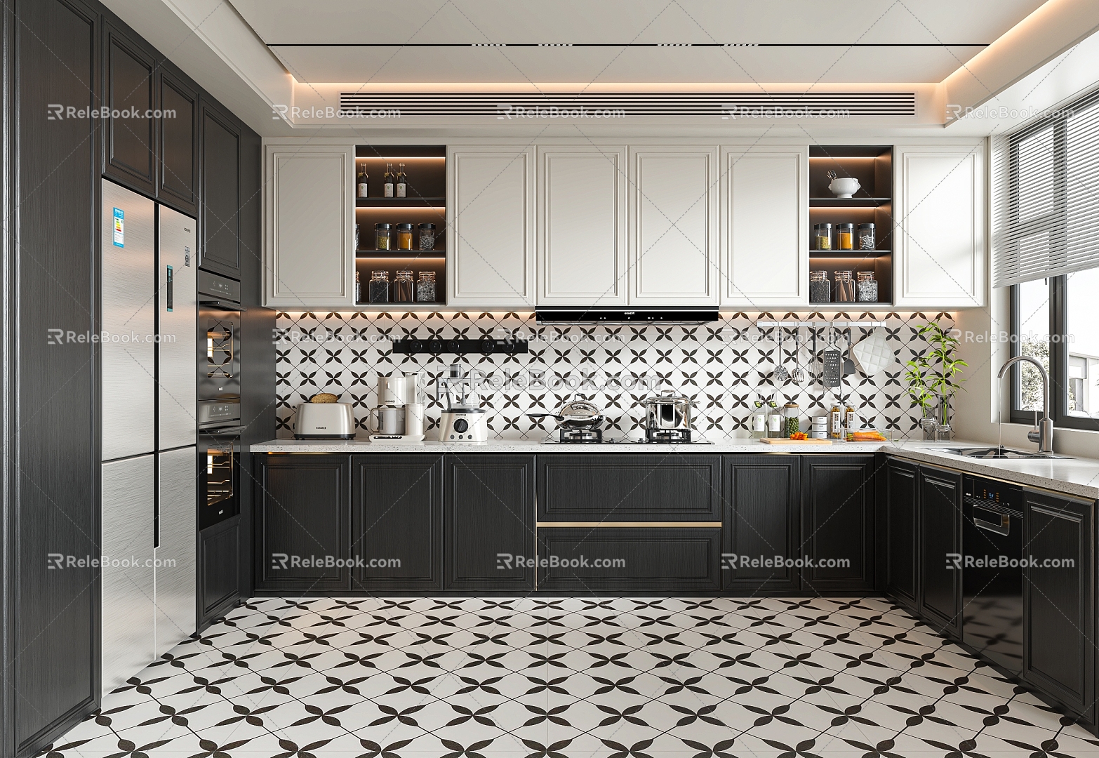 French Kitchen Simple European Kitchen Cabinet Kitchenware 3d model