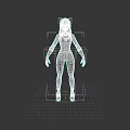 3D Model Woman Wearing Black Outfit With Red Gloves and Red Shoes