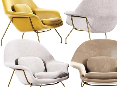 Modern Single Sofa Collection With Yellow Light Gray Beige Brown Tones And Metallic Legs Design 3d model