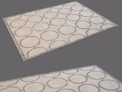 Square Rug Featuring Circular Patterns In Beige And Gray For Modern Living Room Decor 3d model