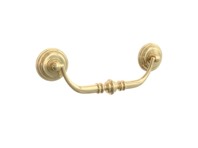 Elegant Brass Cabinet Handle With Curved Design And Decorative Base For Furniture 3d model
