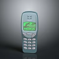 Vintage Nokia Mobile Phone With Blue Body Numeric Keypad And Green Screen