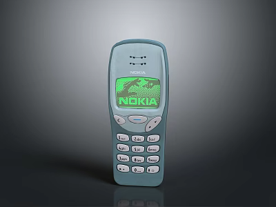 Vintage Nokia Mobile Phone With Blue Body Numeric Keypad And Green Screen 3d model