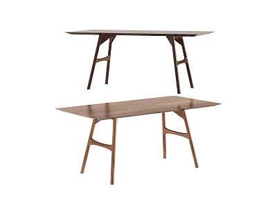 Modern Wooden Dining Table With Minimalist Leg Structure And Smooth Rectangular Top 3d model