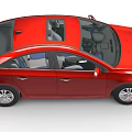 Red Four Door Sedan Car With Sunroof And Silver Alloy Wheels Design