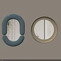 Blue Curved And Beige Round Decorative Wall Mirrors With Reflective Surfaces