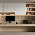 Modern Bookcase Study Bookcase Desk Bookcase Bookshelf Hole Board Book Decoration Computer 3d model