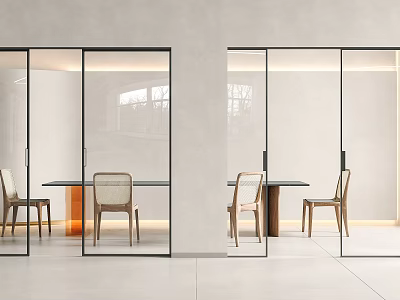 Modern Open Kitchen Interior Design With Stylish Sliding Doors And Dining Space 3d model