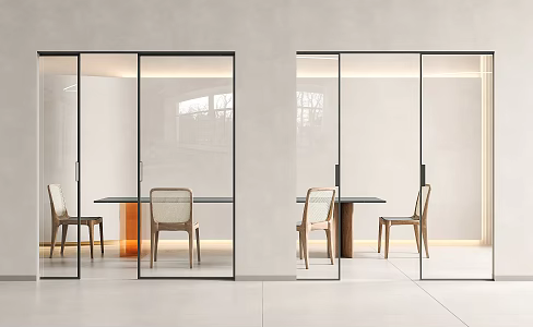 Modern Minimalist Glass Sliding Door Pocket Door Ghost Door Sliding Door Glass Door Trackless Glass Door Invisible Track Door Kitchen Glass Door 3d model