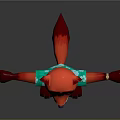 Game Movie Character Red Fox Wearing Green Floral Shirt and Blue Jeans with Arms Outstretched