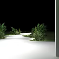 DEX Design Exhibition Stand With White Backdrop And Green Plants Pathway 3d model