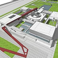 Aerial View Of Modern Large Campus With Multiple Buildings Green Landscape And Central Square