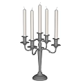Elegant Candelabra Lamp With Multiple White Candles And Black Metal Base
