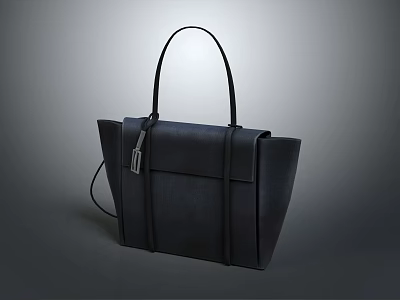 Black Leather Handbag With Top Handles Sleek Design And Removable Shoulder Strap 3d model