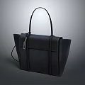 Black Leather Handbag With Top Handles Sleek Design And Removable Shoulder Strap