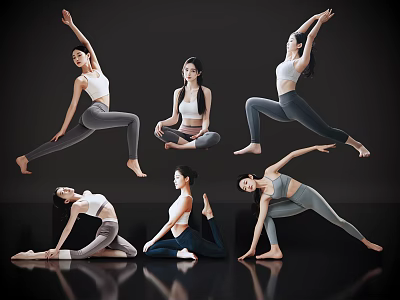 2D Modern Sports People Yoga Beauty Yoga Sports Yoga Characters Sports Characters Fashion Sportswear 3d model