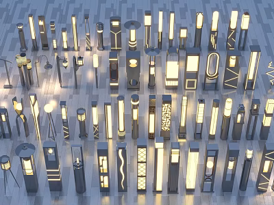 Stylish Modern Outdoor Lights With Various Designs For Garden Patio Decoration 3d model