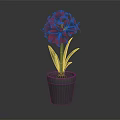 Red Flower Garden Decor with Green Leaves in Gray Pot