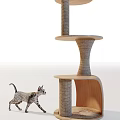 Multi Level Cat Tree With Rope Wrapped Posts And Wooden Platforms For Kitten Play 3d model