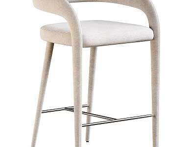 Modern Style Stool With Curved Armrest Light Colored Seat And Metal Frame 3d model