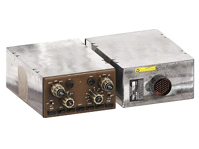 Heavy Duty Industrial Equipment With Metal Casing Knobs Connectors And Yellow Label 3d model