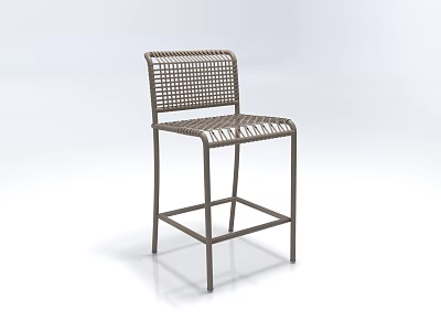 Modern Woven Bar Stool With Metal Frame And Comfortable Seat Design 3d model