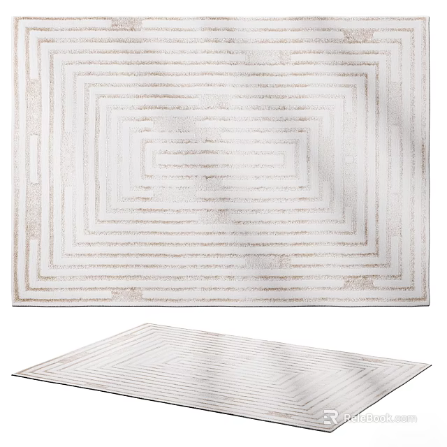 Modern Square Rug With Geometric Striped Pattern For Living Room Interior Decor 3d model