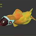 Smooth 3D Rendered Model With Orange Yellow Body Black Silver Head And Red Tip