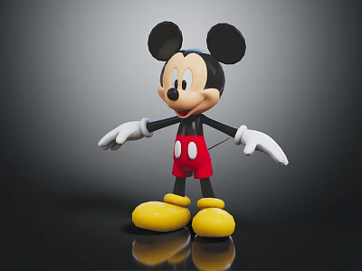 Cute Mickey Mouse Character With Black Ears White Gloves Red Shorts And Yellow Shoes 3d model