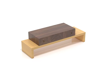 Modern TV Stand Featuring Dark Wood Drawer And Light Wood Base Structure 3d model