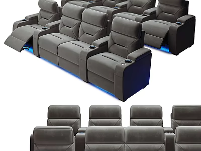 Gray Massage Chairs with Power Recline Cup Holders and Blue LED Lights 3d model