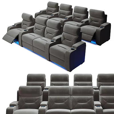 Gray Massage Chairs with Power Recline Cup Holders and Blue LED Lights 3d model