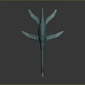 Blue Aquatic Reptile Model with Long Neck and Flippers Showcased on Dark Gradient Background