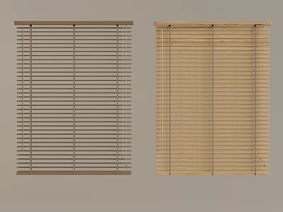 Two Types of Brown and Beige Wooden Window Blinds for Home Interior 3d model