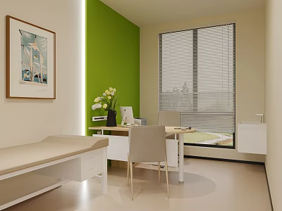 Modern Hospital Outpatient Clinic Interior With Examination Bed And Desk 3d model