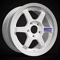White Volk Racing TE37 Wheel Rim With Multi Spoke Design And Brand Logo