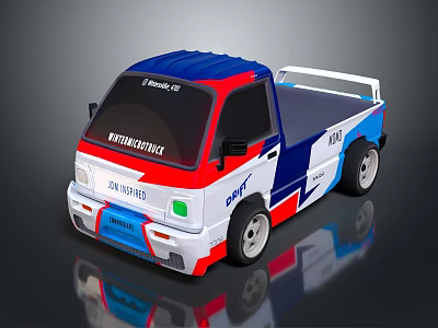 Colorful British Racing Drift Truck With Red Blue White Body Design 3d model