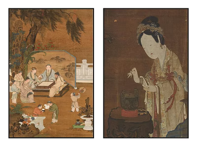 Traditional Chinese Figure Paintings With Garden Scenes And Female In Traditional Attire 3d model